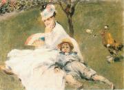 Pierre-Auguste Renoir Camille Monet and Her son Jean in the Garden at Arenteuil Sweden oil painting artist